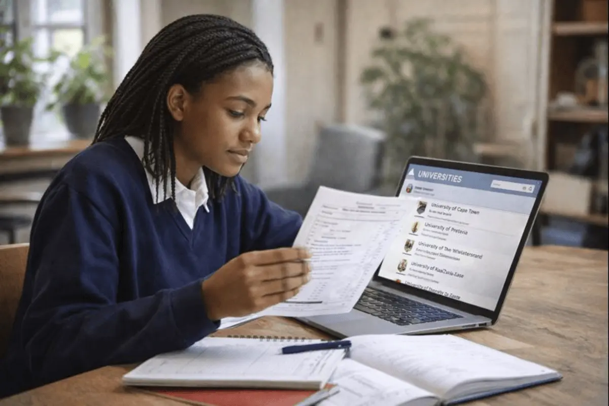 South African student planning university options after matric results