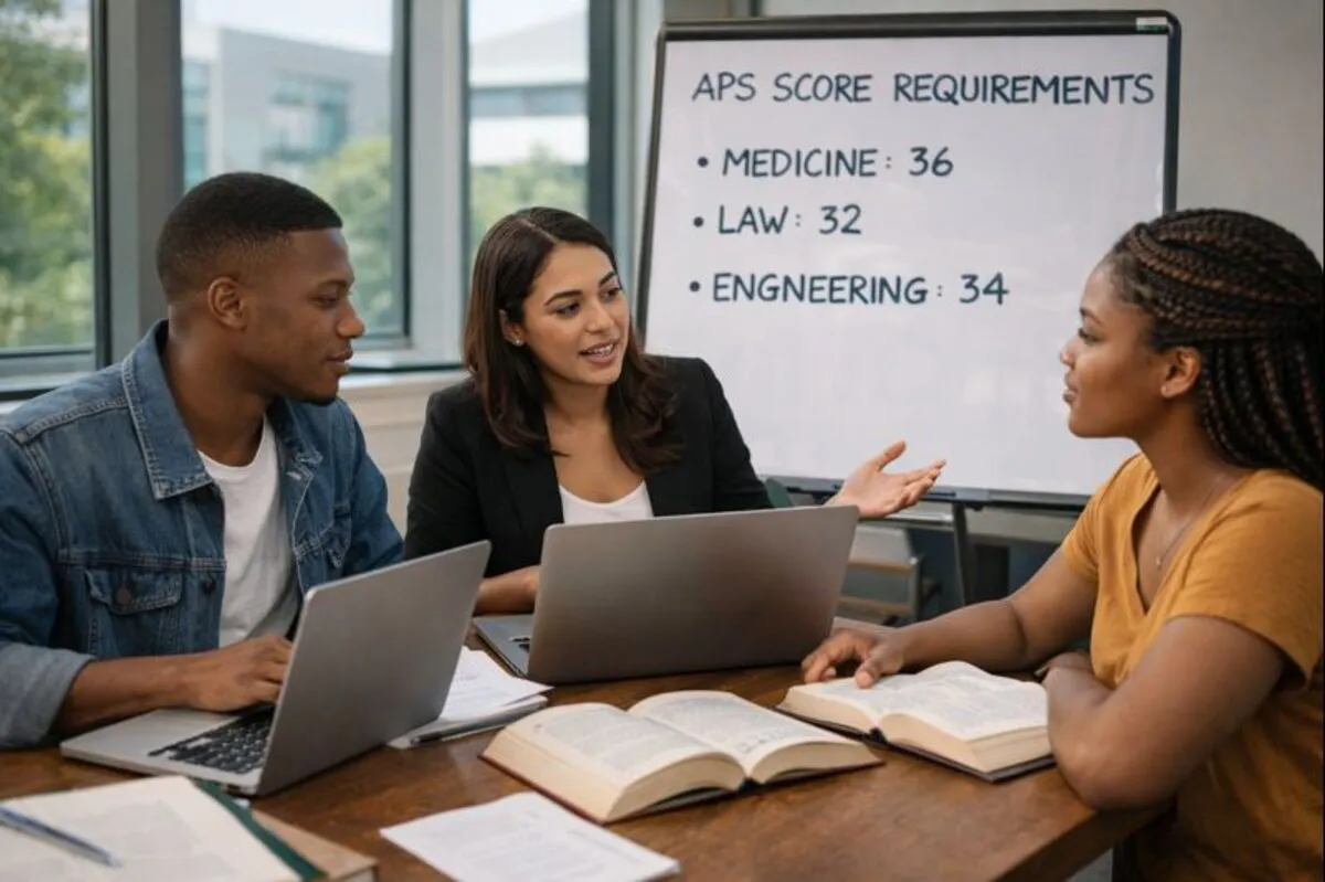 South African students checking APS score requirements for competitive university courses