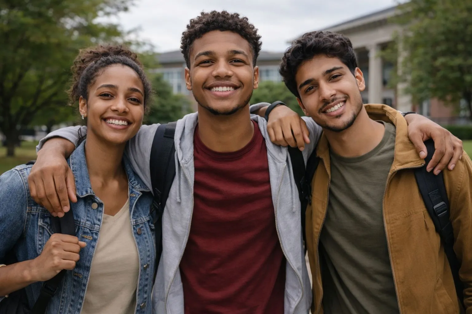 Young South African student standing outside TUT campus looking anxious but hopeful