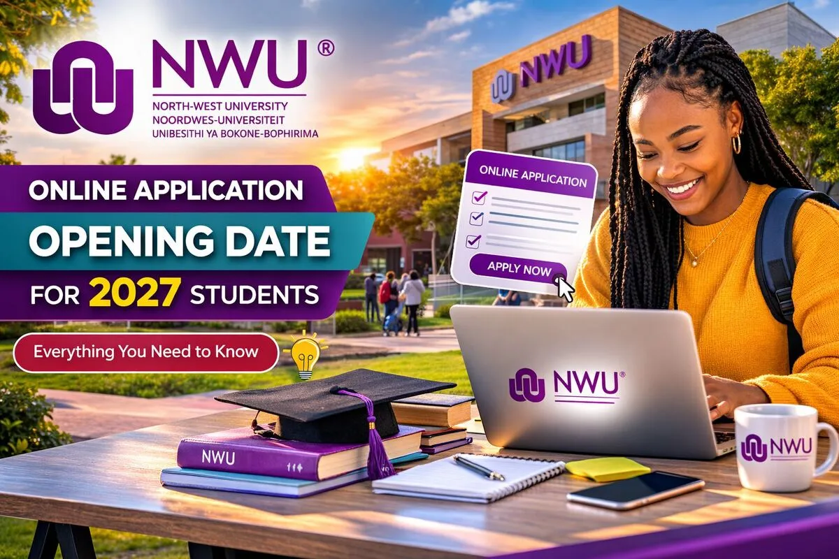 North West University campus with student applying online for 2027 admission