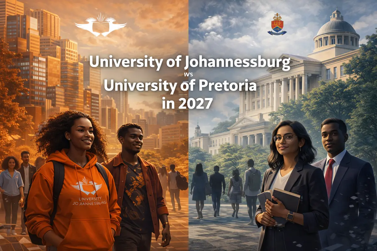 University of Johannesburg vs University of Pretoria comparison visual 2027