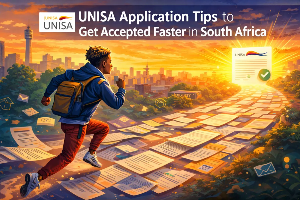 Student racing against time with paperwork turning into a university acceptance