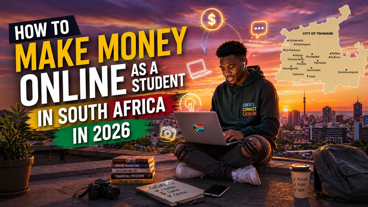Student earning money online in South Africa using creative digital work